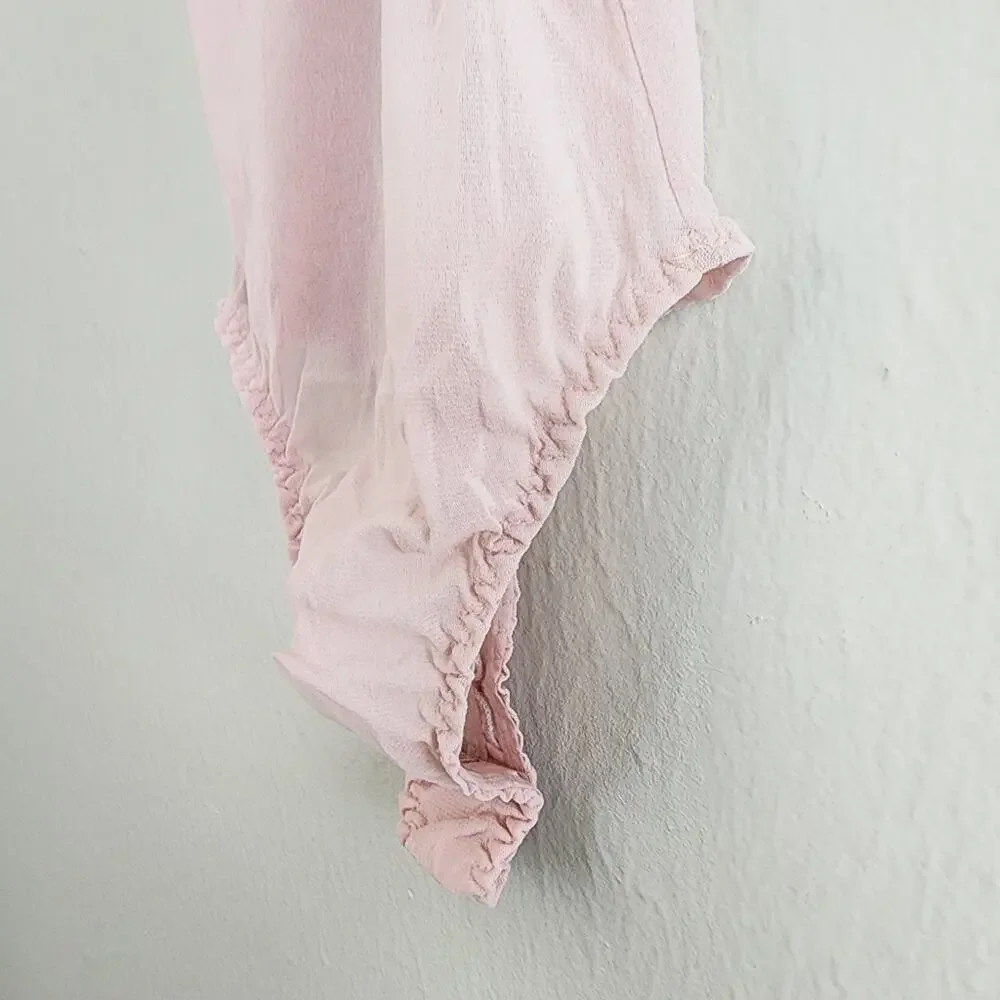 NWT We Are Hah x Free People Bust Out Lace Mesh Bodysuit Sheer Pink Floral XS